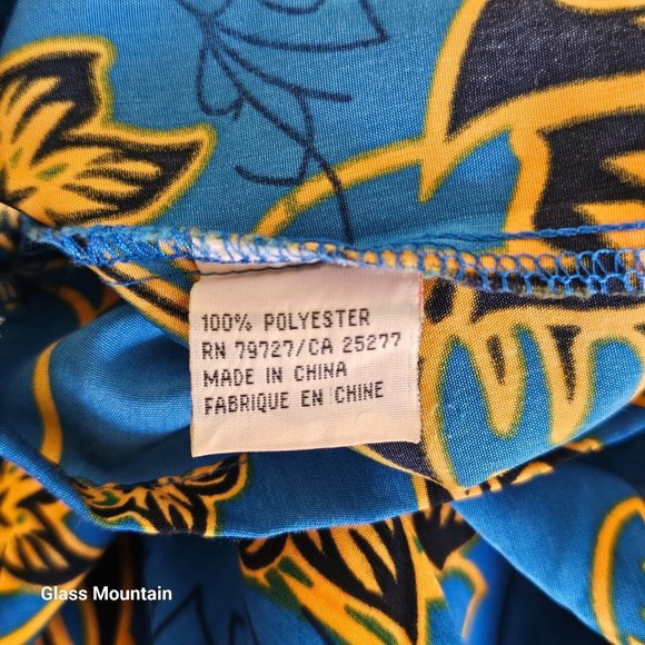 SOLD - Aloha Joe Men's Vintage Hawaiian Blue Floral Casual Dress Shirt - Picture 6 of 10